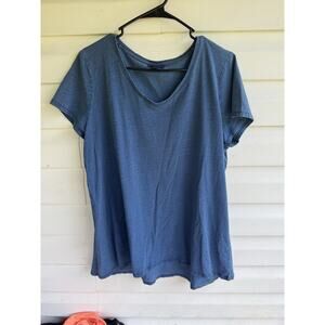 J. Jill Pure Indigo Top Blouse Women's Large Blue Tunic Boho 100% Cotton V Neck